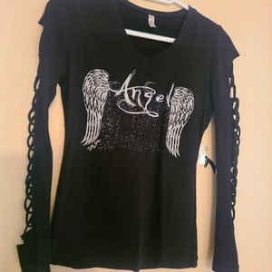 Angel Wings black long sleeve edgy shirt